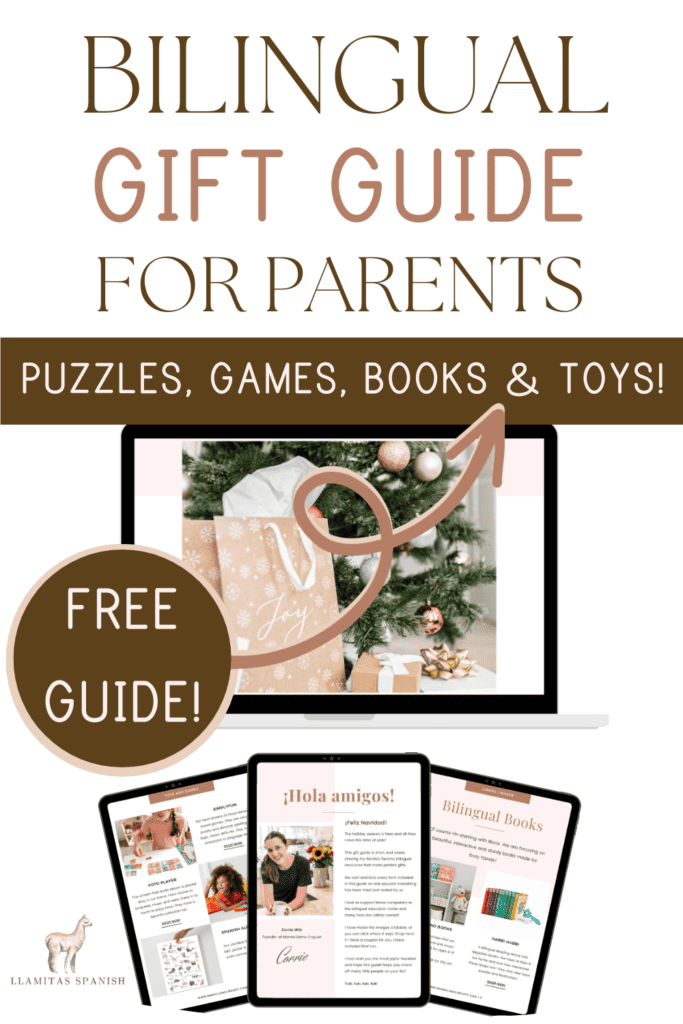 mockup of a free gift guide for parents raising bilingual children