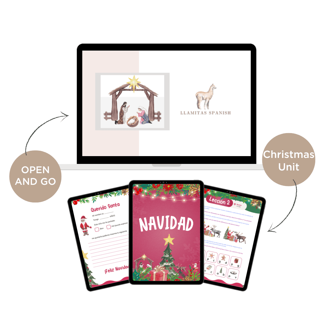 Mockups of Spanish Christmas worksheets