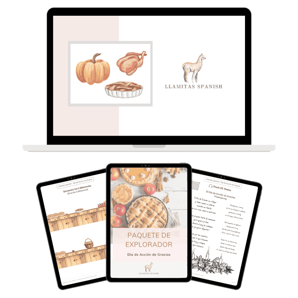 Spanish worksheets for Thanksgiving