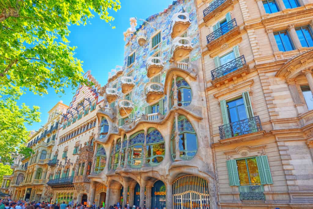 Casa Batllo house designed by architect Gaudi in Barcelona