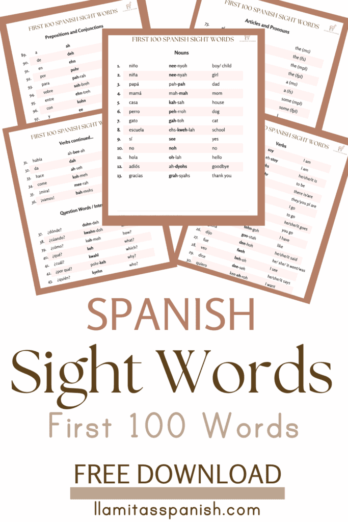 sample pages of sight words 
