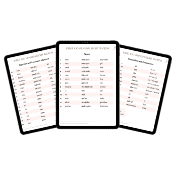 sample pages of Spanish sight words