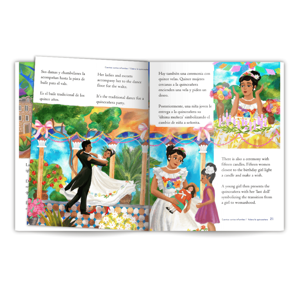 book page samples from the cuentos cortos infantiles Level 2 anthology