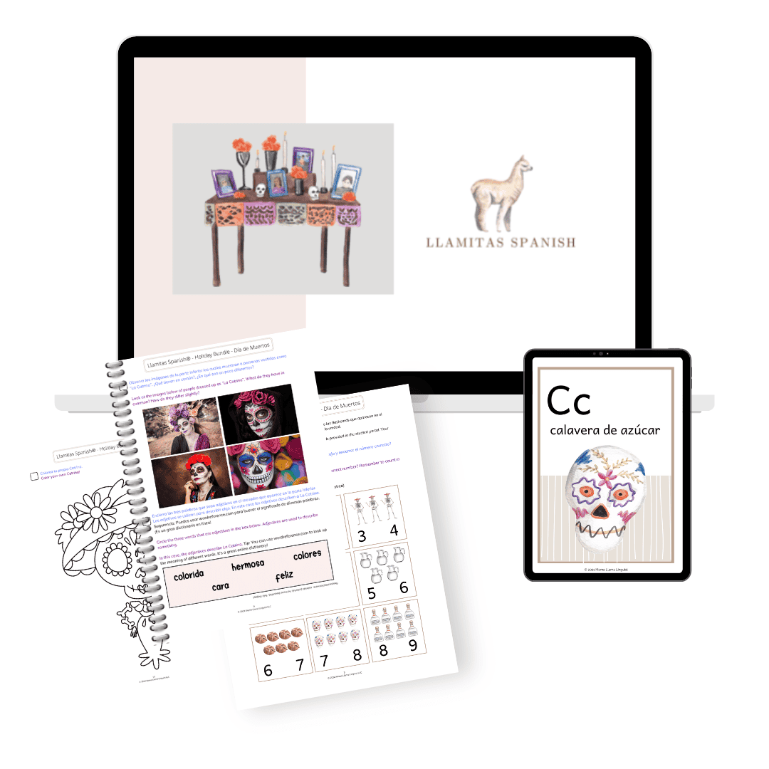 Día de muertos lesson printables and flashcards