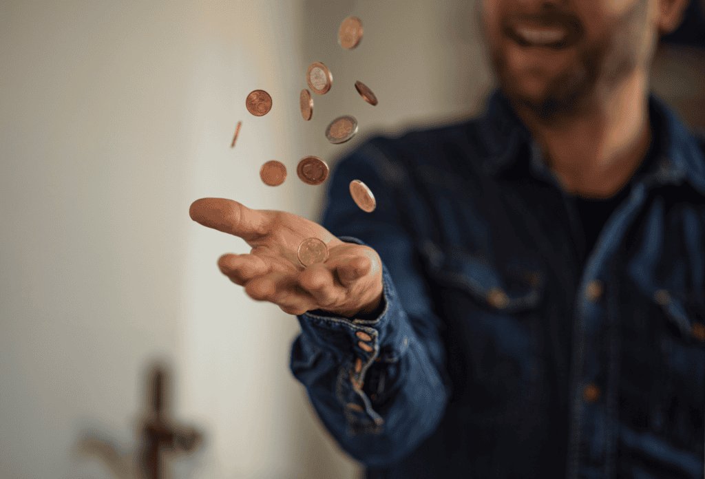 coins being tossed in the air